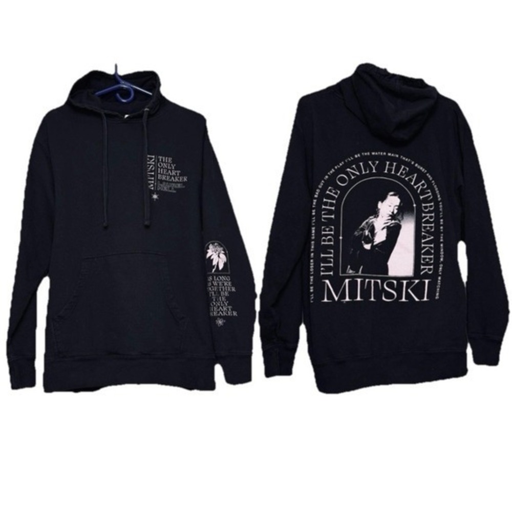 Mitski Laurel Hell Tour 2-Sided Hoodie Sweatshirt LG Black The Only Heartbreaker